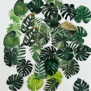 Monstera Leaf Plant Stickers Clear Self Adhesive